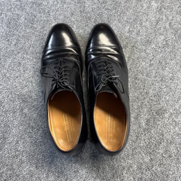 Johnston Murphy Optima Melton Cap Toe Oxford Black Leather Men 9.5D USA main image 12